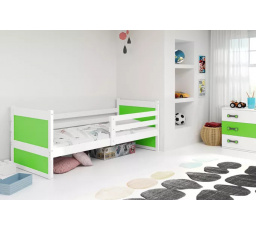 Dětská postel RICO 90x200 cm, bez matrace, Bílá/Zelená