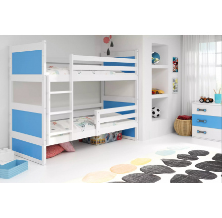 Dětská patrová postel RICO 80x160 cm, bez matrací, Bílá/Modrá