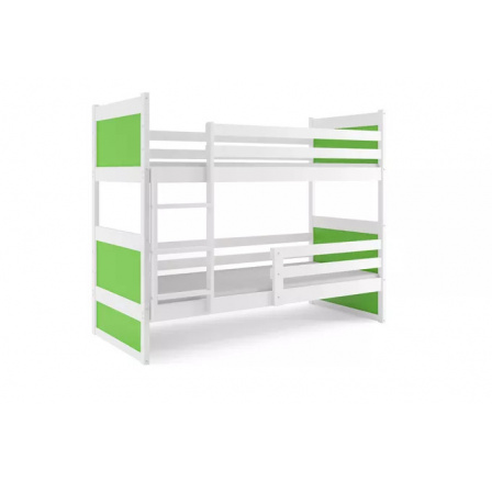 Dětská patrová postel RICO 80x190 cm, včetně matrací, Bílá/Zelená