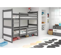 Dětská patrová postel RICO 90x200 cm, včetně matrací, Grafit/Bílá