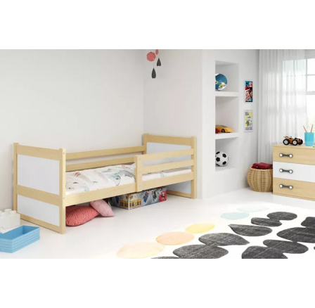Dětská postel RICO 80x190 cm, bez matrace, Přírodní/Bílá