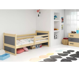 Dětská postel RICO 80x190 cm, s matrací, Přírodní/Grafit