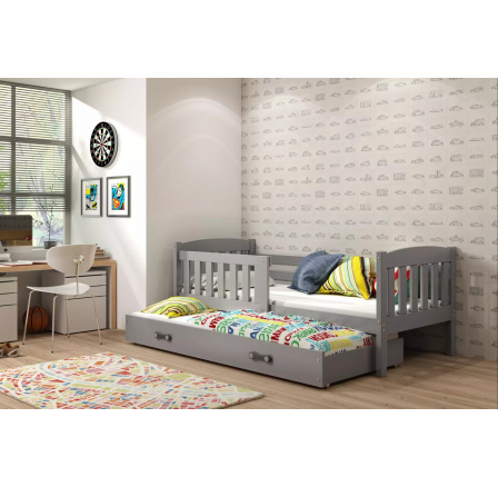 Dětská postel KUBUS s přistýlkou 80x190 cm, bez matrací, Grafit/Grafit