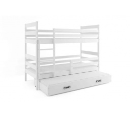 Dětská patrová postel ERYK 3 s přistýlkou 90x200 cm, včetně matrací, Bílá/Bílá