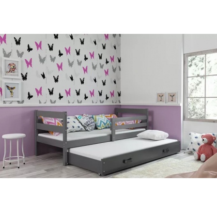 Dětská postel ERYK s přistýlkou 80x190 cm, včetně matrací, Grafit/Grafit
