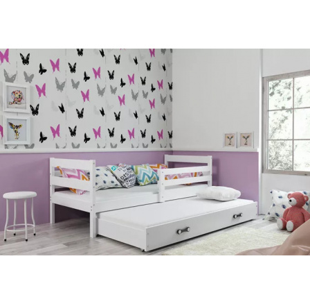 Dětská postel ERYK s přistýlkou 80x190 cm, včetně matrací, Bílá/Bílá