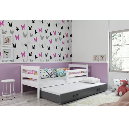 Dětská postel ERYK s přistýlkou 80x190 cm, včetně matrací, Bílá/Grafit