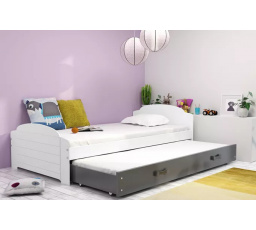 Dětská postel LILI s přistýlkou 90x200 cm, včetně matrací, Bílá/Grafit