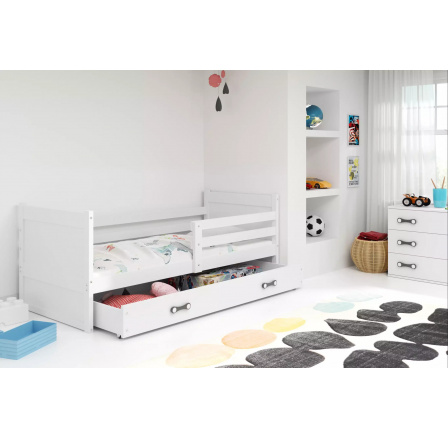 Dětská postel RICO 80x190 cm se šuplíkem, bez matrace, Bílá/Bílá