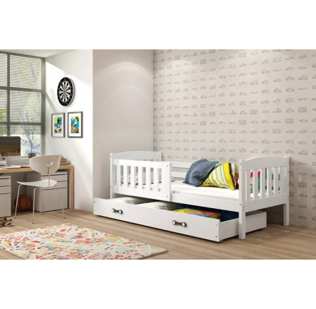 Dětská postel KUBUS 80x160 cm se šuplíkem, bez matrace, Bílá/Bílá