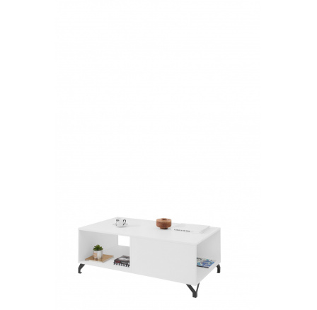 Konferenční stolek BERGEN - BE10, Bílý Lux + Bílá vysoký lesk